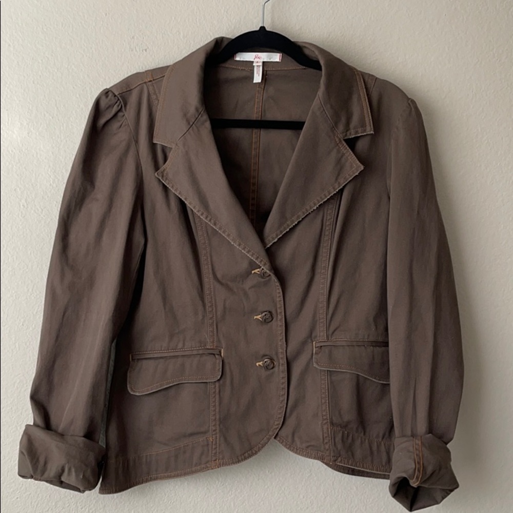 Joie fitted army Green blazer with brass buttons